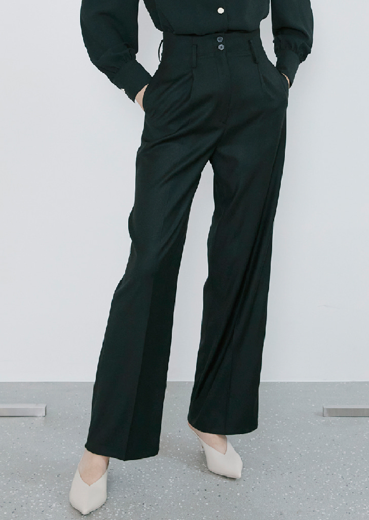 [Re-Stock] Highwaist Button Trousers - Black